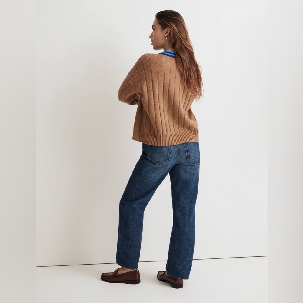 Madewell Tipped V-Neck Oversized Sweater NWT Size Large - Picture 5 of 10